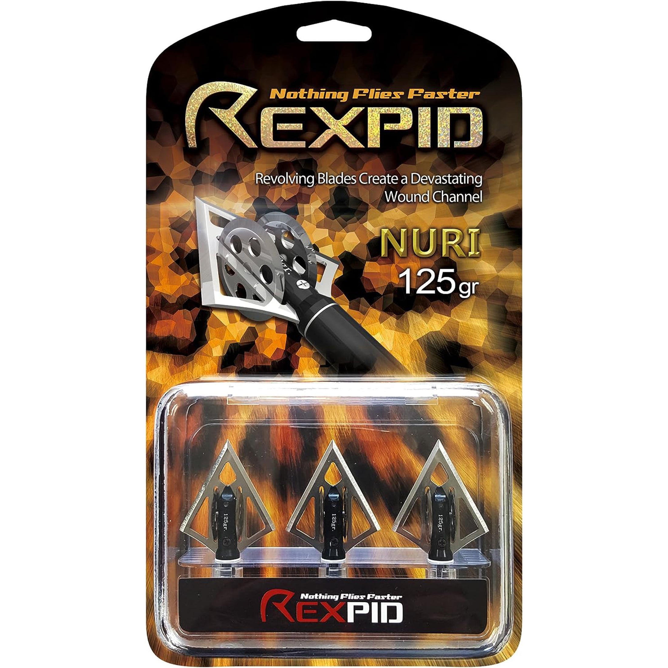 REXPID NURI | Fixed Broadheads for Crossbow Hunting - "Pizza-Cutter" Blades - Enhanced Penetration & Deeper Wound Channel