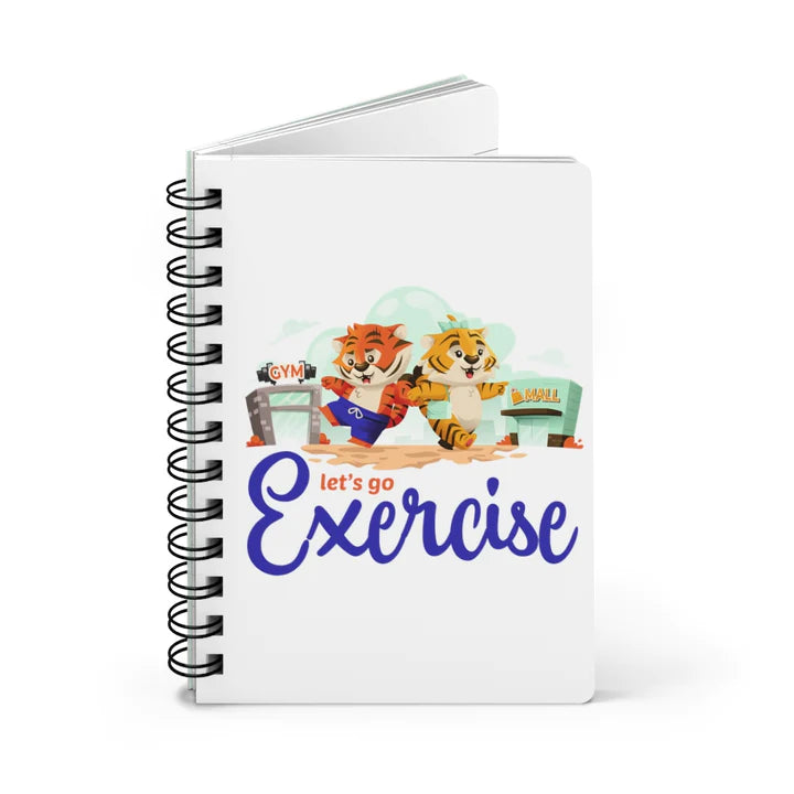 ConnectingHope Lined Hardcover Notebook - Let's Go Exercise Journal Kai & Kika Spiral Notebook - 5" x 7" Mini Spiral Bound Notebooks for Fitness, Diets, School, Work, To-Do Lists, and More