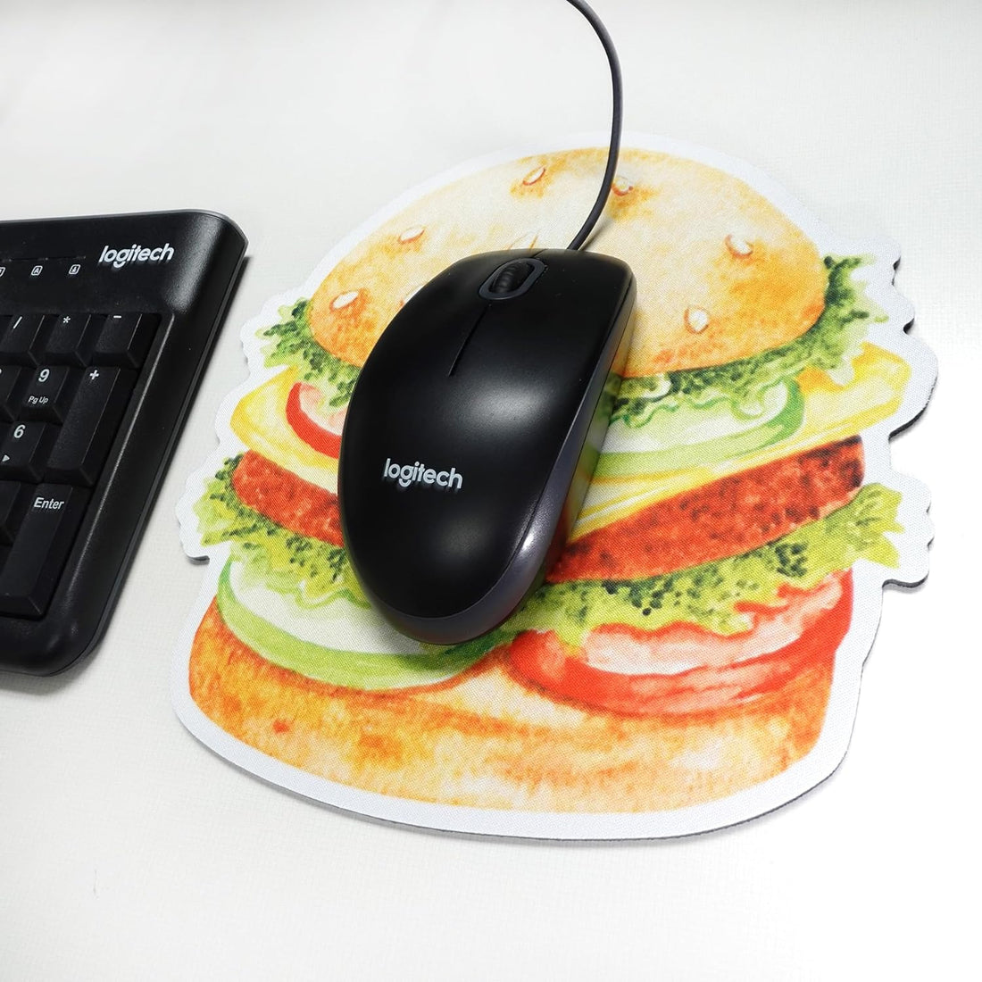 Burger Mouse pad, Cute Funny Gift Non-Slip Rubber Mouse Mat for Desk and Laptop