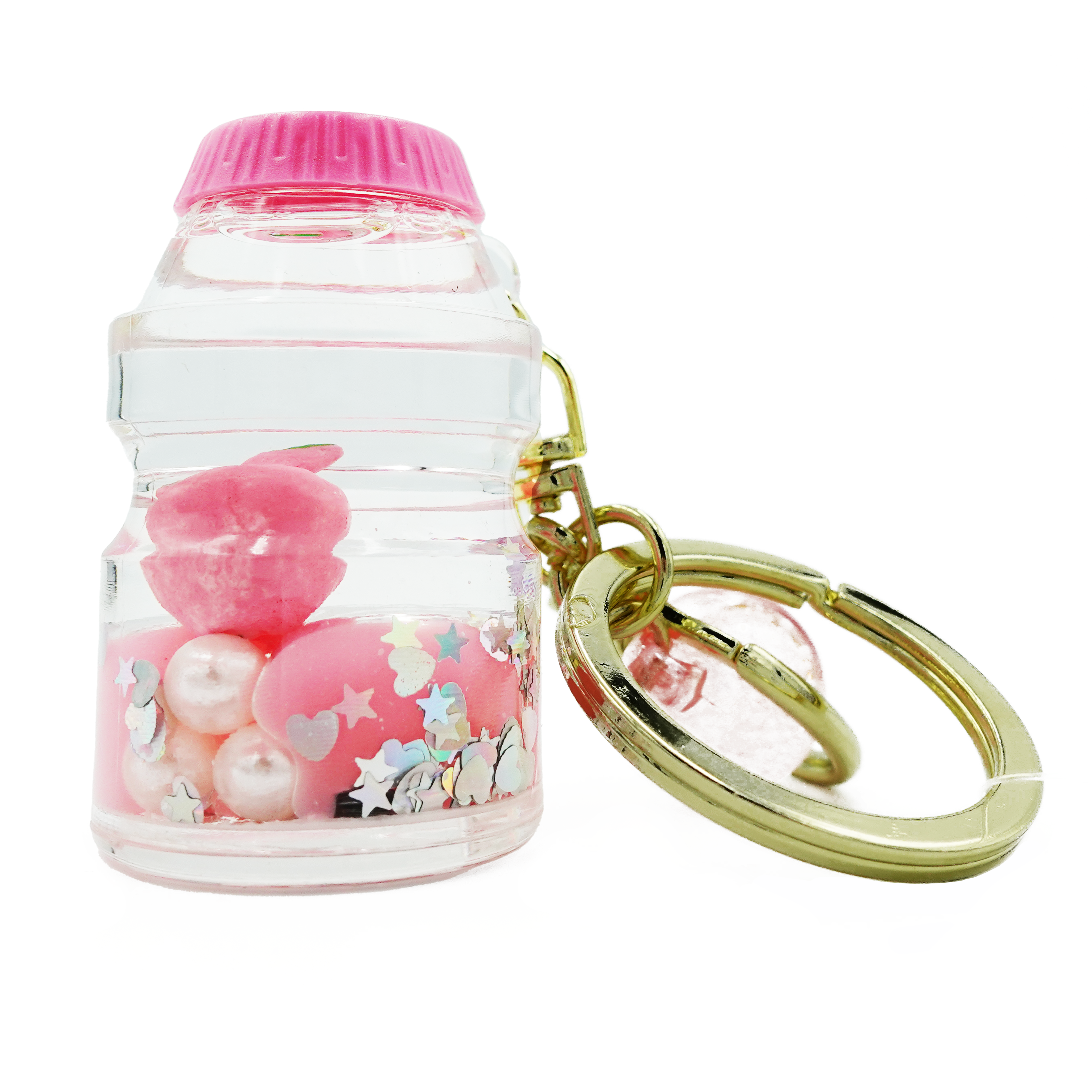 Miniature Peach Beverage Keychain / Key Ring Accessories for Luggage, Car keys, Handbags, Wallets, Airpods