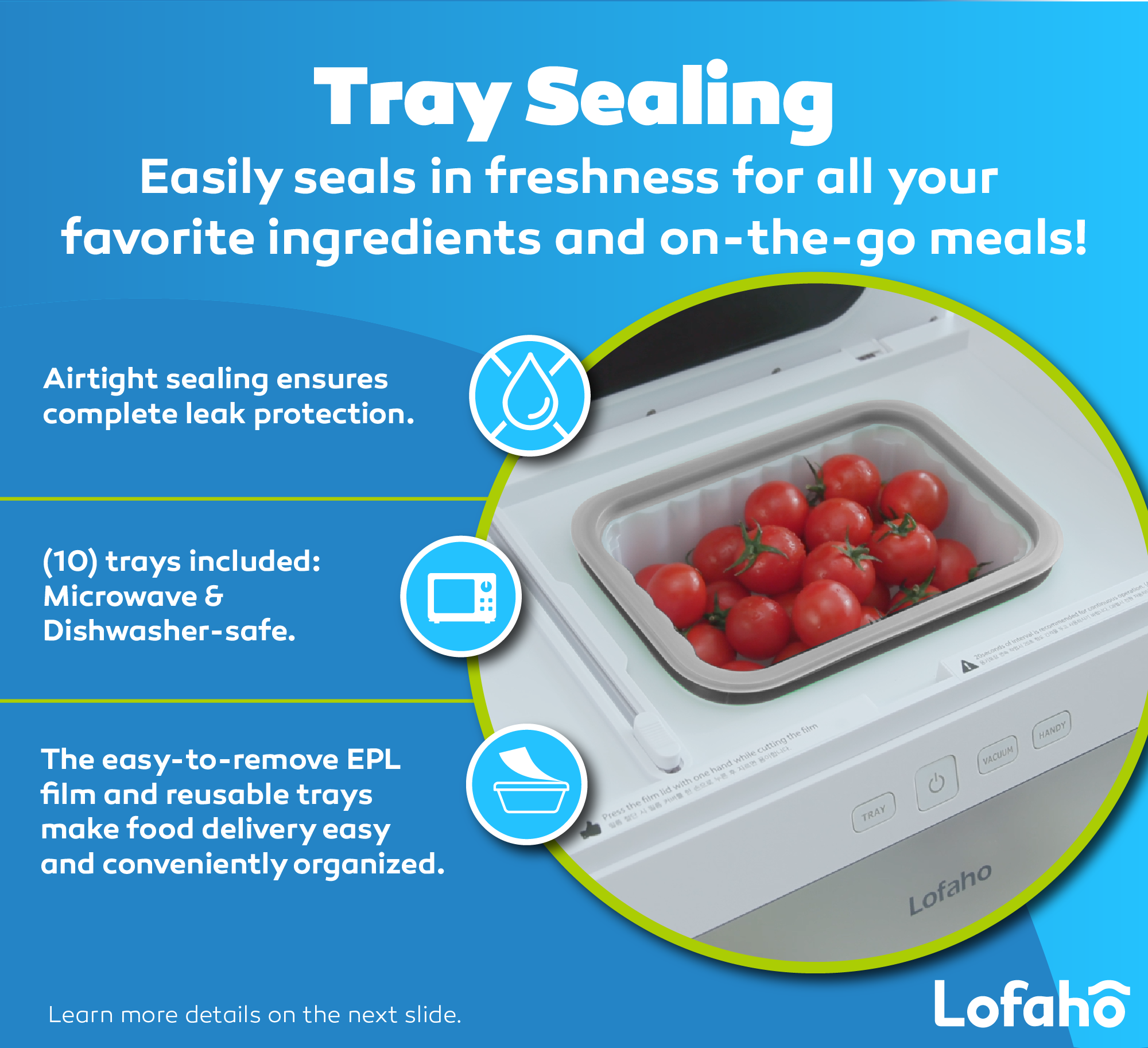 Compact Tray Sealing Machine - Meal Prep and Food Storage | Lofaho