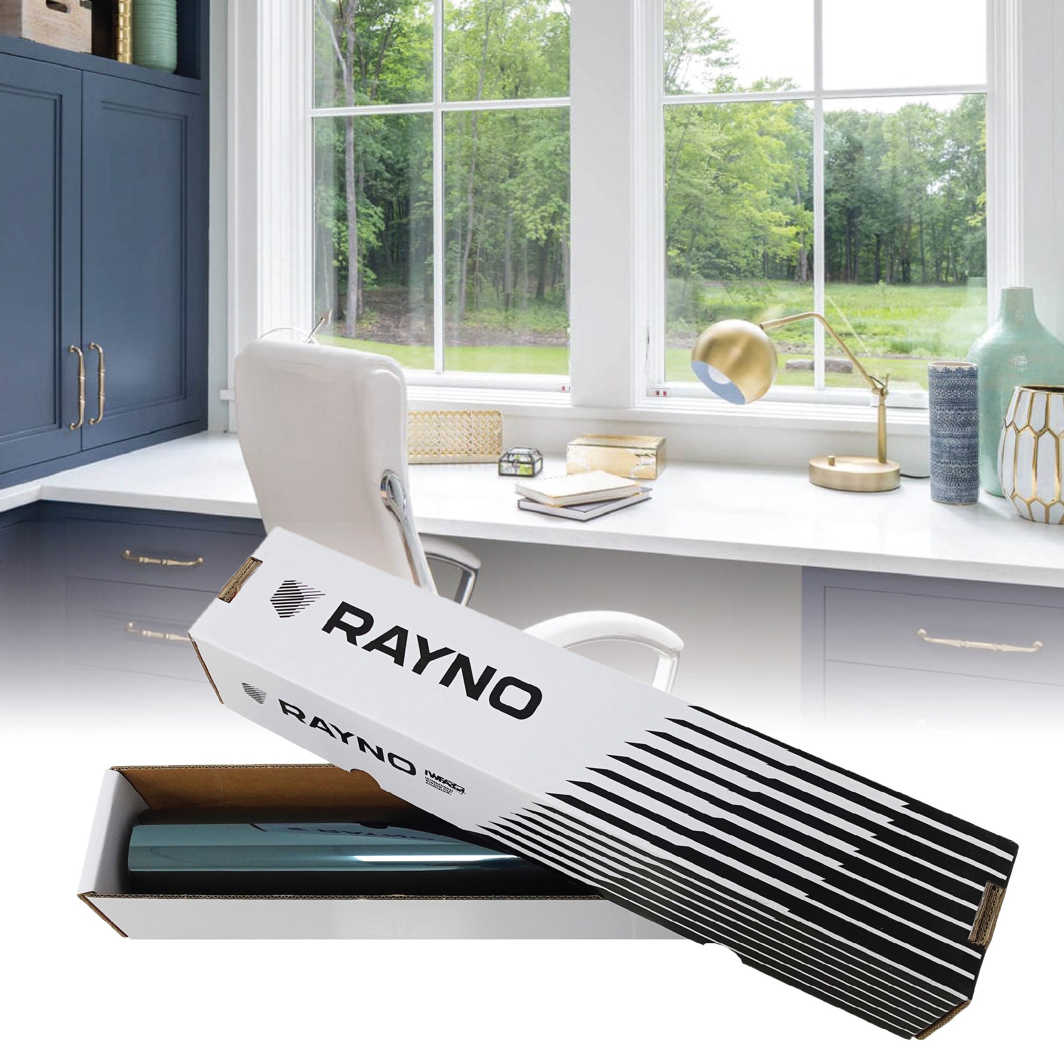 Rayno UV Blocking Window Film - Platinum 50% Insulation Sun Control Reflecting Protection Wrap - Energy Saving Film for Homes Offices Businesses - Light Filtering - Blue Charcoal Tinted