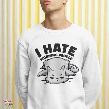 PeppermintOne Lazy Cat I Hate Morning People Funny Sweatshirt