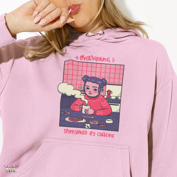 PlayWhatever Overthinking Sponsored By Caffeine Cute Hoodie