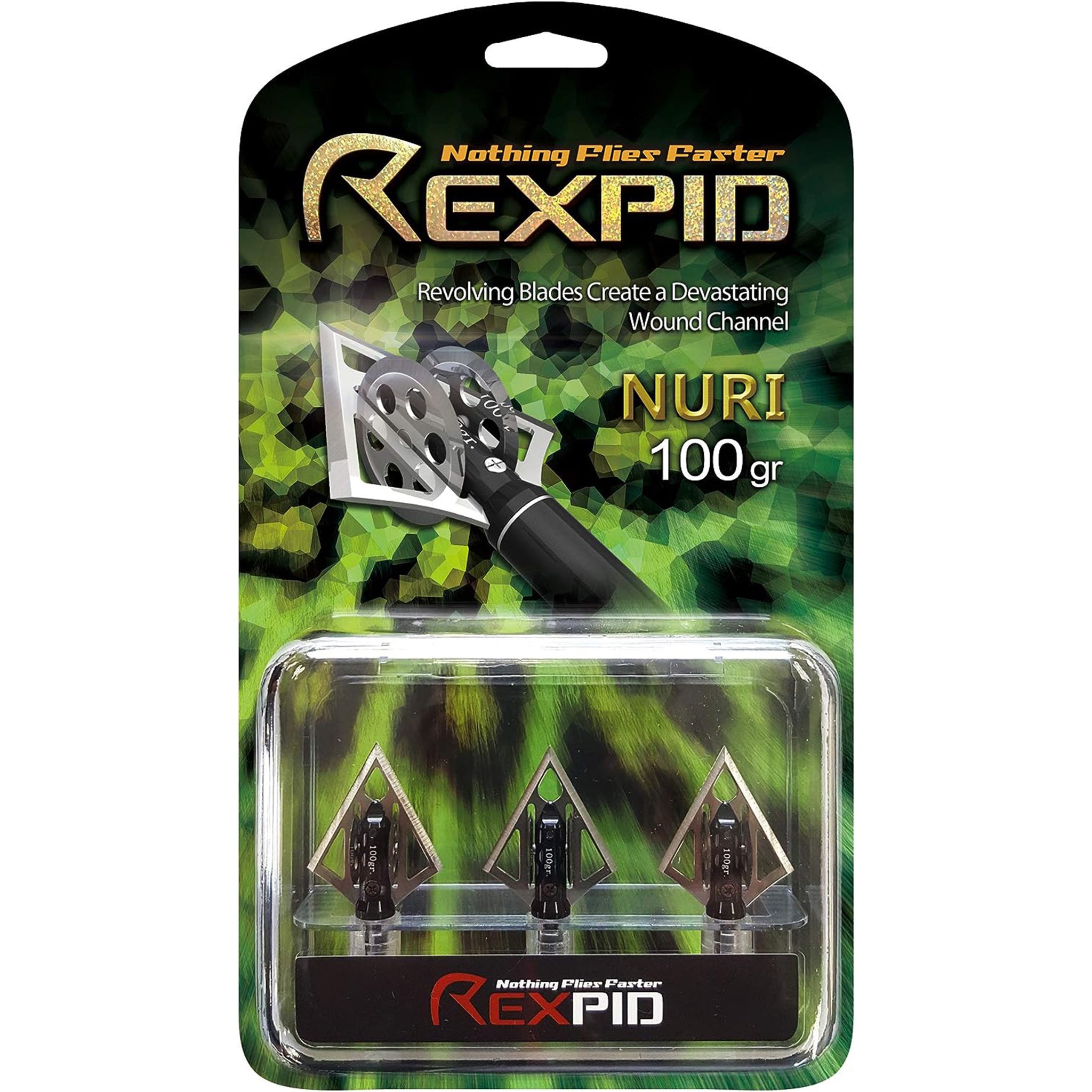 Rexpid NURI - Fixed Broadheads for Crossbow Hunting - Rotary Wing Blades - Enhanced Penetration & Deeper Wound Channel