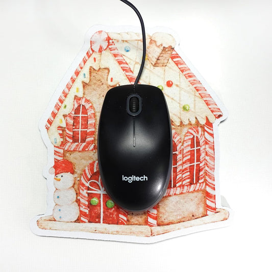 Gingerbread House Mouse pad, Cute Funny Gift Non-Slip Rubber Mouse Mat for Desk and Laptop