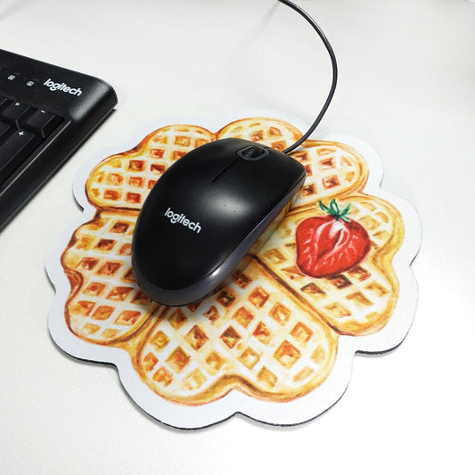 Waffle Strawberry Mouse pad, Cute Funny Gift Non-Slip Rubber Mouse Mat for Desk and Laptop