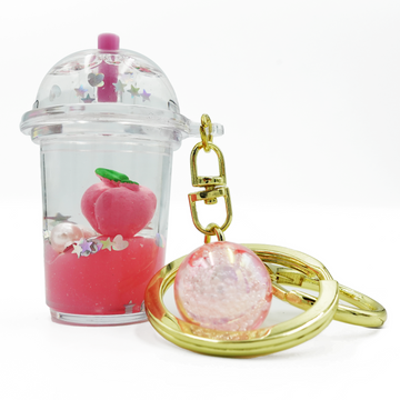 Miniature Peach Beverage Keychain / Key Ring Accessories for Luggage, Car keys, Handbags, Wallets, Airpods