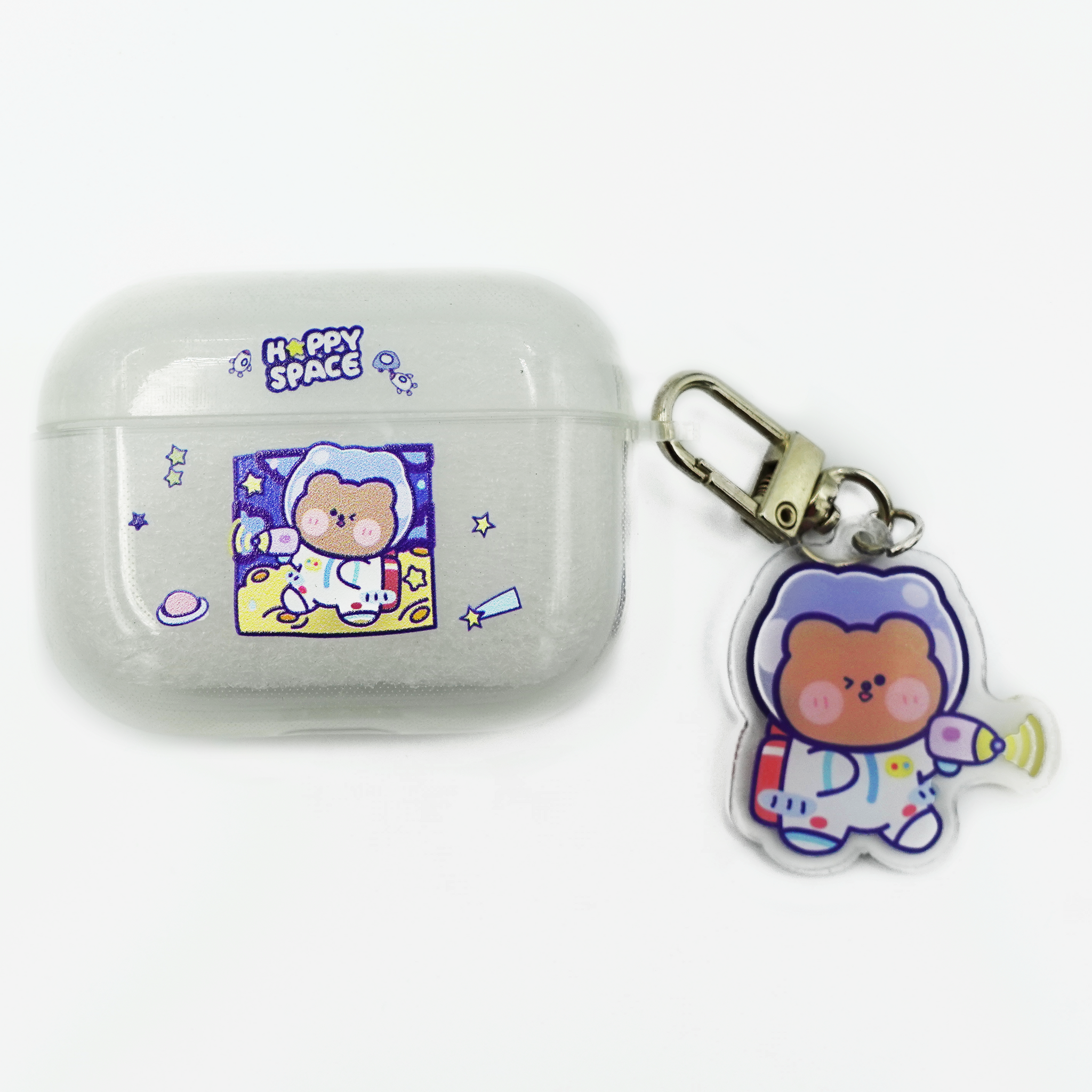 Astronaut Bear Airpods Pro Protective Case Cover (TPU) for Apple with Astronaut Bear Keychain