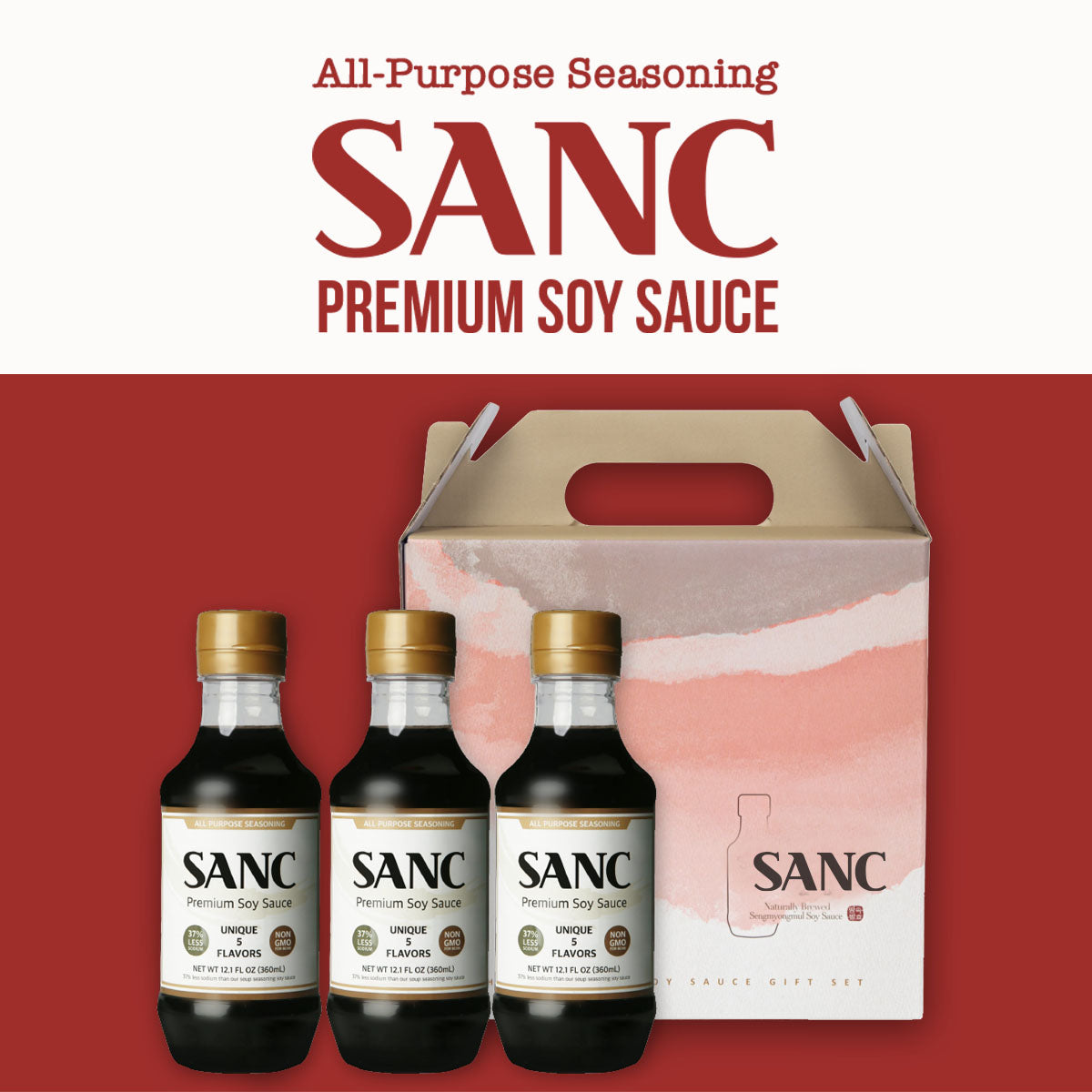 3 pack gift set of SANC soy suace - naturally fermented