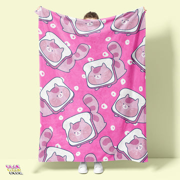 PeppermintOne Cute Toast Kitten Velveteen Plush Blanket