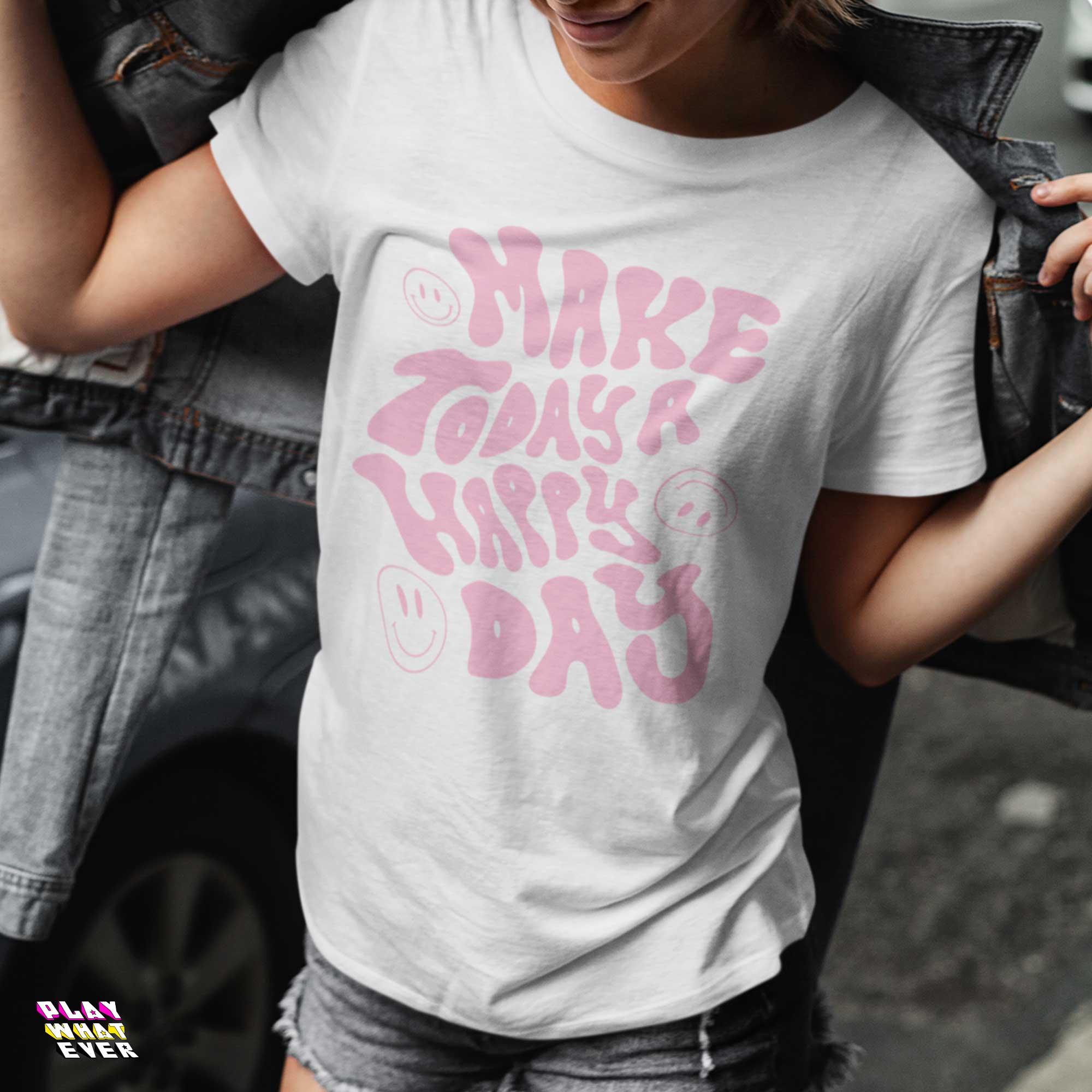 PlayWhatever Make Today a Happy Day Smiley Face T-Shirt