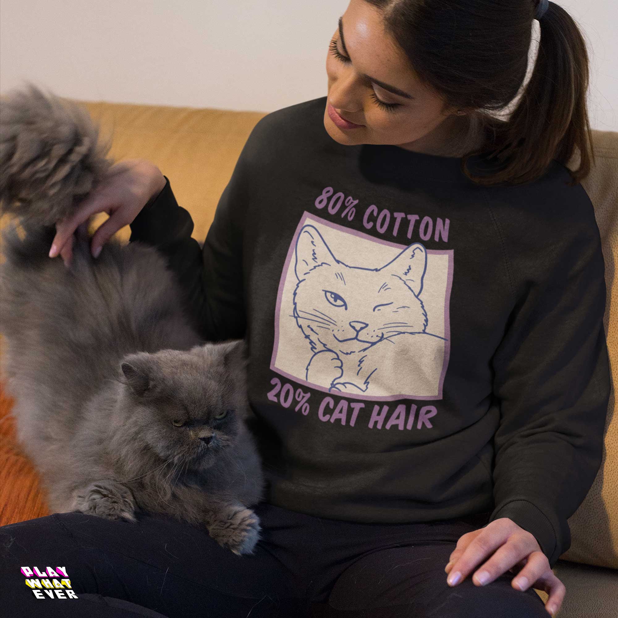 PeppermintOne 80% Cotton 20% Cat Hair Funny Cat Sweatshirt