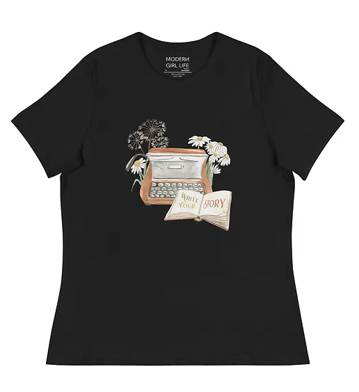 Modern Girl Life Write Your Story Typewriter T-Shirt