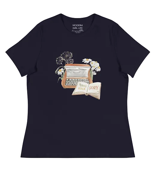 Modern Girl Life Write Your Story Typewriter T-Shirt