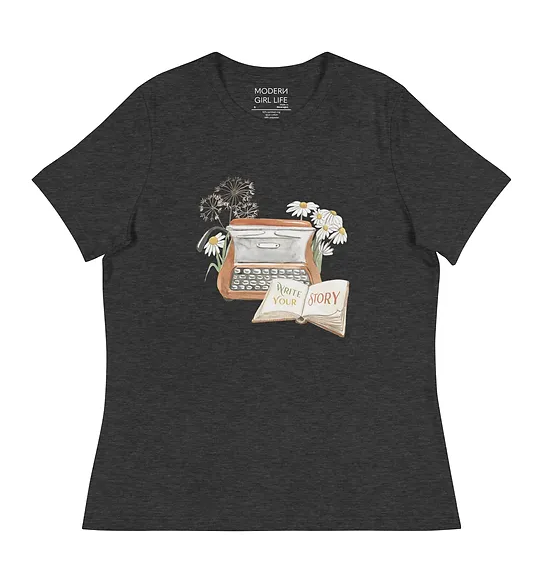 Modern Girl Life Write Your Story Typewriter T-Shirt