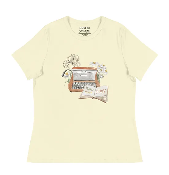 Modern Girl Life Write Your Story Typewriter T-Shirt