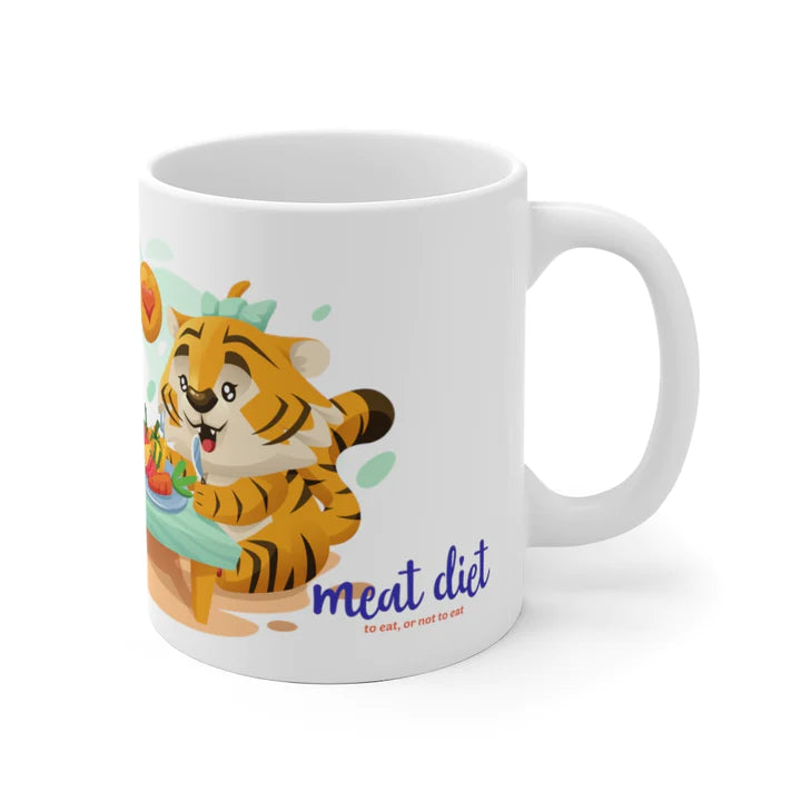 ConnectingHope Ceramic Motivational Mugs (11 oz / 15 oz) - Meat Diet Kai & Kika Mug - C Handle Novelty Drinking Cups for Coffee, Tea, and Hot Chocolate - Great Gifts for Home and Office