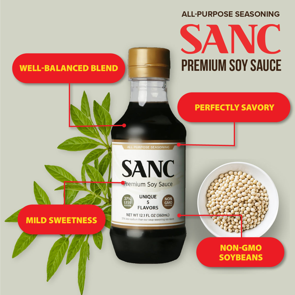 SANC Premium Soy Sauce - Naturally Fermented & Aged