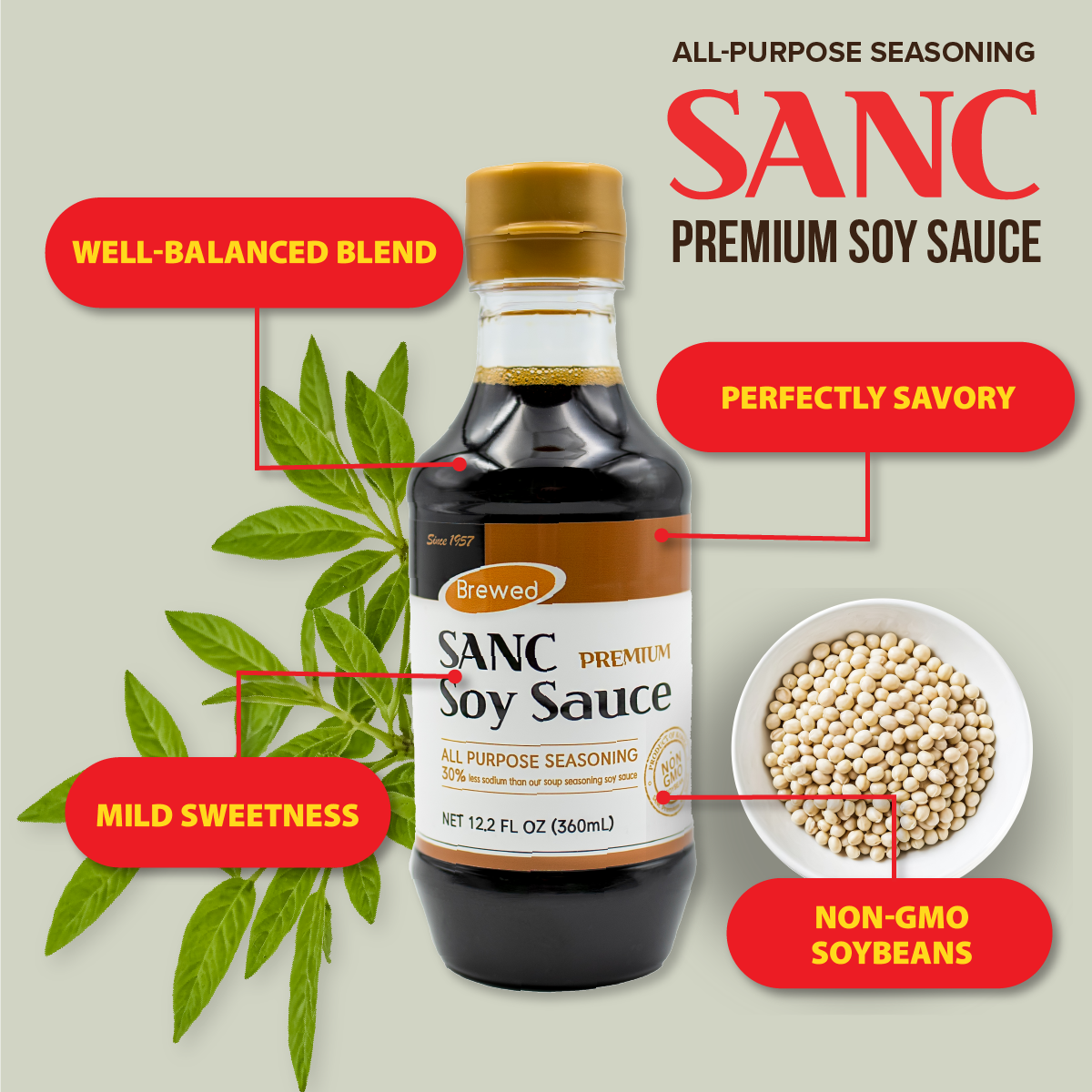 SANC Premium Soy Sauce - Naturally Fermented & Aged