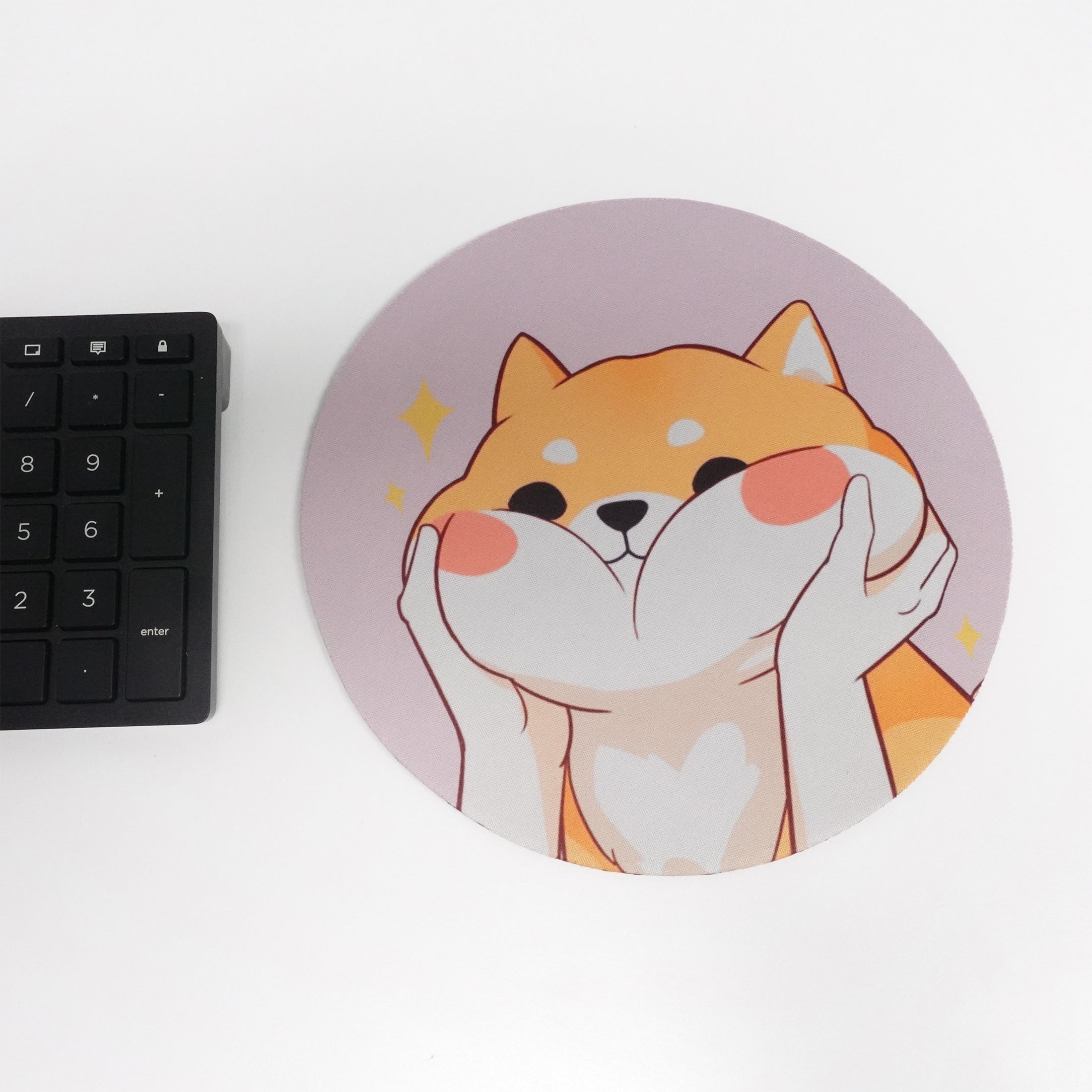 Adorable Shiba Inu Mouse Pad - Cheek Squeeze! Cute Motivational Puppy
