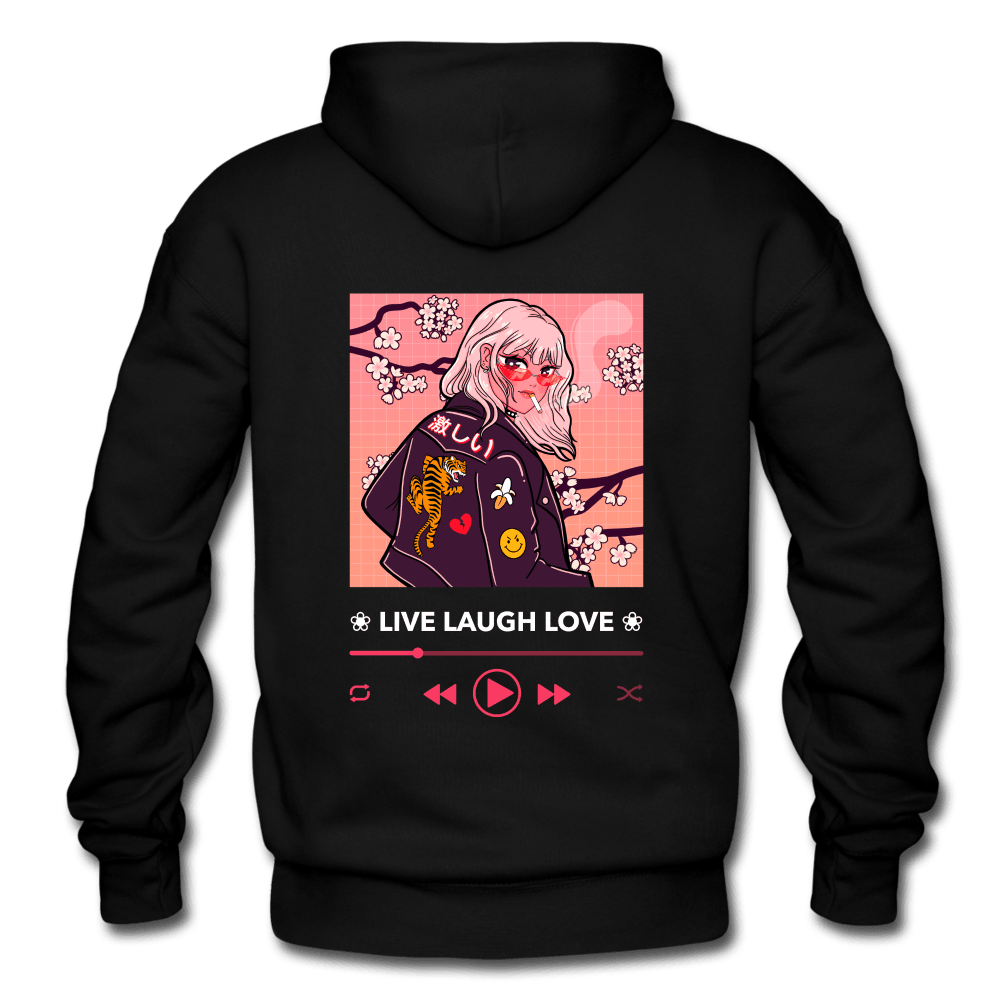 PlayWhatever Live, Laugh, Love Sakura Anime Girl Hoodie